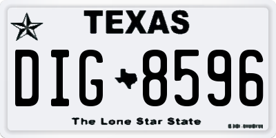 TX license plate DIG8596