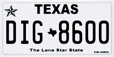 TX license plate DIG8600