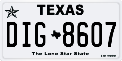 TX license plate DIG8607