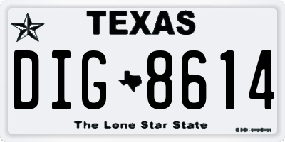 TX license plate DIG8614