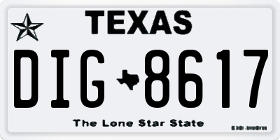 TX license plate DIG8617