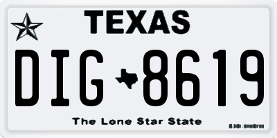 TX license plate DIG8619
