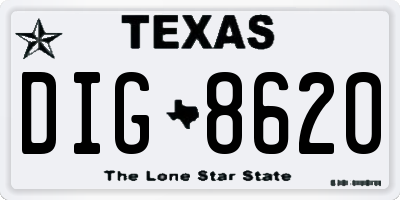 TX license plate DIG8620