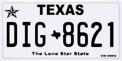 TX license plate DIG8621