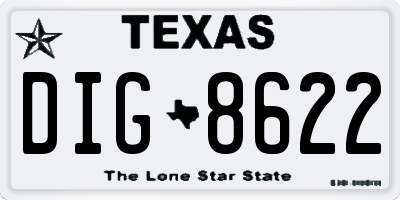 TX license plate DIG8622
