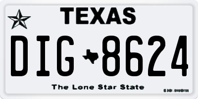 TX license plate DIG8624