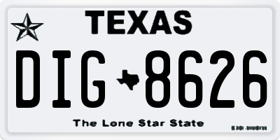 TX license plate DIG8626