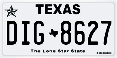 TX license plate DIG8627