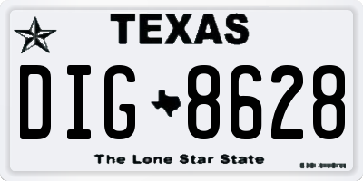 TX license plate DIG8628