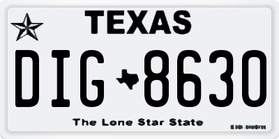 TX license plate DIG8630