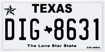 TX license plate DIG8631