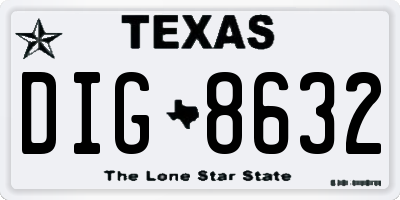 TX license plate DIG8632