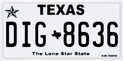 TX license plate DIG8636