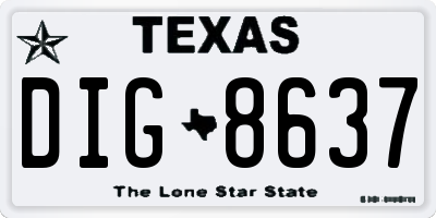 TX license plate DIG8637