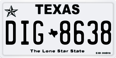 TX license plate DIG8638