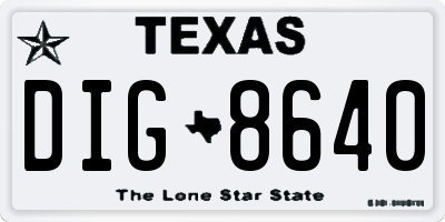 TX license plate DIG8640