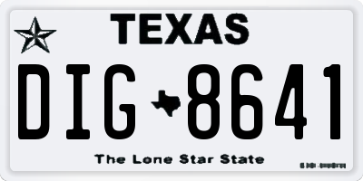 TX license plate DIG8641