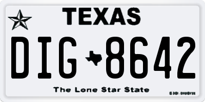 TX license plate DIG8642