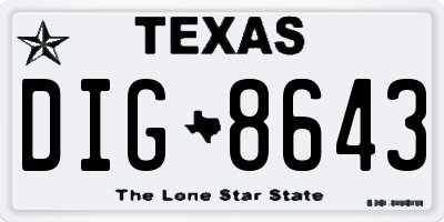 TX license plate DIG8643