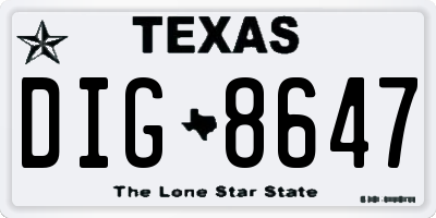 TX license plate DIG8647