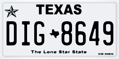 TX license plate DIG8649