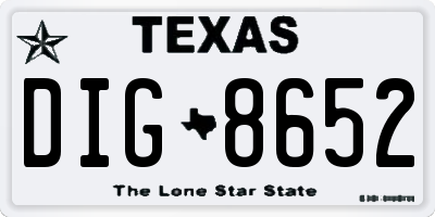 TX license plate DIG8652
