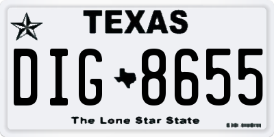 TX license plate DIG8655