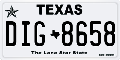 TX license plate DIG8658