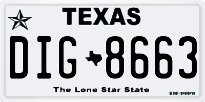 TX license plate DIG8663