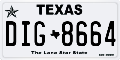 TX license plate DIG8664