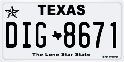 TX license plate DIG8671