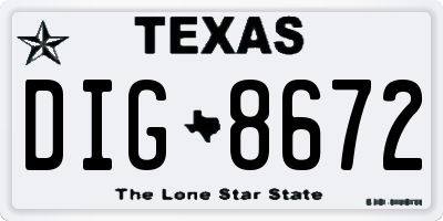 TX license plate DIG8672