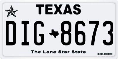 TX license plate DIG8673