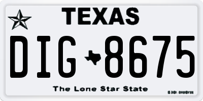 TX license plate DIG8675