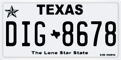 TX license plate DIG8678