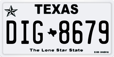 TX license plate DIG8679