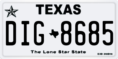 TX license plate DIG8685
