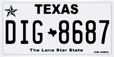 TX license plate DIG8687