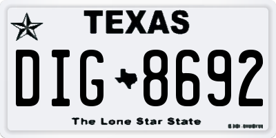 TX license plate DIG8692