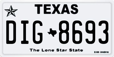 TX license plate DIG8693
