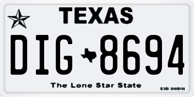 TX license plate DIG8694