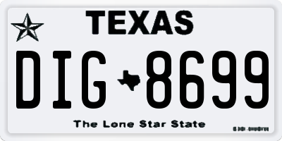 TX license plate DIG8699