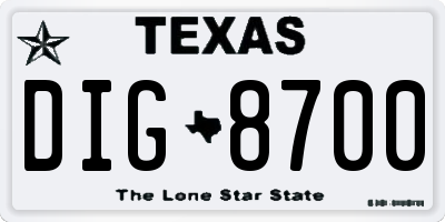 TX license plate DIG8700
