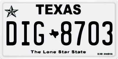 TX license plate DIG8703