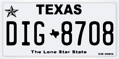TX license plate DIG8708