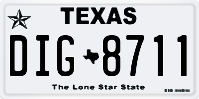 TX license plate DIG8711