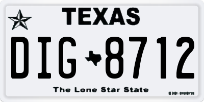 TX license plate DIG8712
