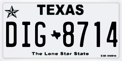 TX license plate DIG8714