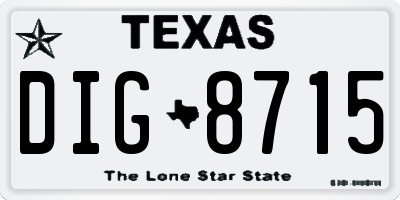 TX license plate DIG8715