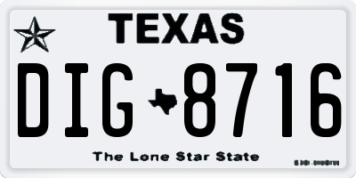 TX license plate DIG8716